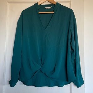 Lush teal twist front blouse.
